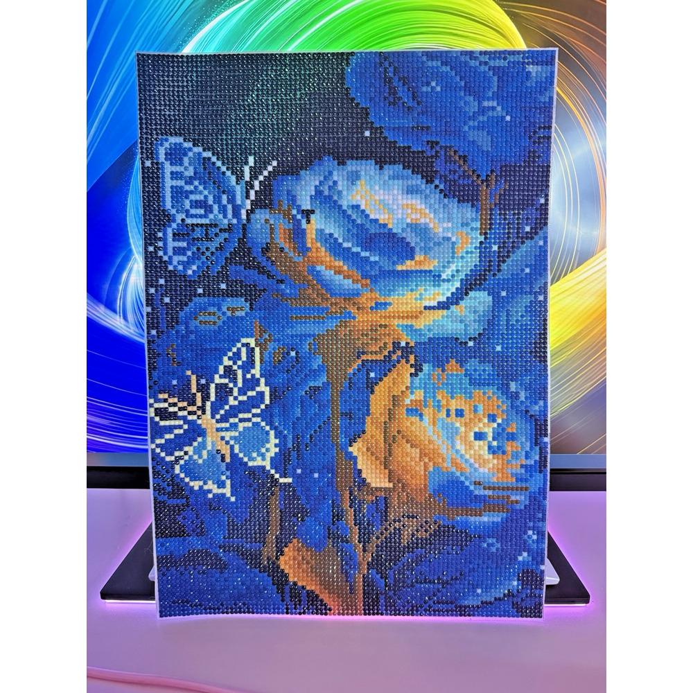 Diamond Painting Finished Completed 3D Wall Art Butterflies Night Flowers ~9x13